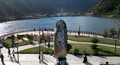 Uzungöl'de Turizmin Simgesi Alabalığa Vefa: 7 Metre Uzunluğunda Heykel Diktirildi