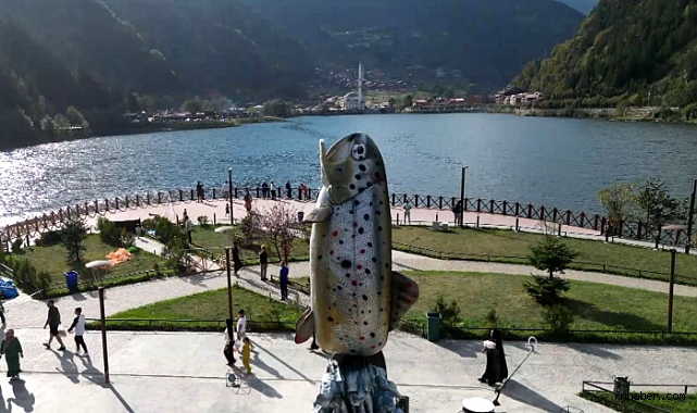 Uzungöl'de Turizmin Simgesi Alabalığa Vefa: 7 Metre Uzunluğunda Heykel Diktirildi