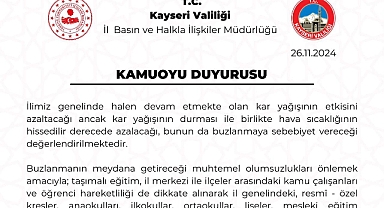 Kayseri'de kar tatili 1 gün süreyle daha uzatıldı!