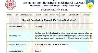 Meteorolojik Uyarı ❗ Kuvvetli Kar Yağışına Dikkat 