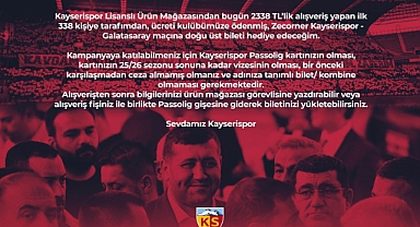 Baki Ersoy’dan Kayserispor Taraftarına Büyük Jest: 338 Bilet Hediye