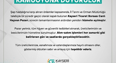 Kayseri Canlı Hayvan Pazarı Yeniden Açıldı!