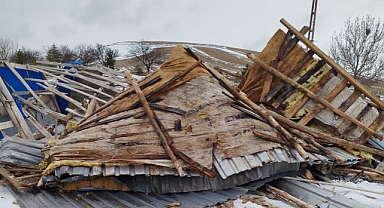 Develi'de Şiddetli Rüzgar Besi Çiftliğinin Çatısını Uçurdu! Hayvanlar Tedbir Amaçlı Nakledildi