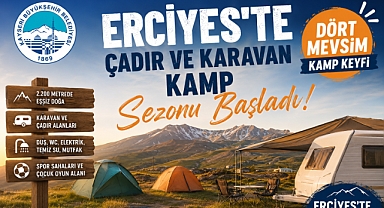 Erciyes'te çadır ve karavan kamp sezonu başladı