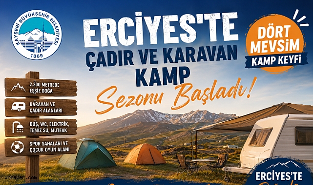 Erciyes'te çadır ve karavan kamp sezonu başladı
