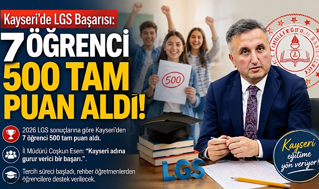 Kayseri'de LGS Başarısı: 7 Öğrenci 500 Tam Puan Aldı