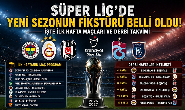 Süper Lig'de Yeni Sezonun Fikstürü Belli Oldu! İşte İlk Hafta Maçları ve Derbi Takvimi